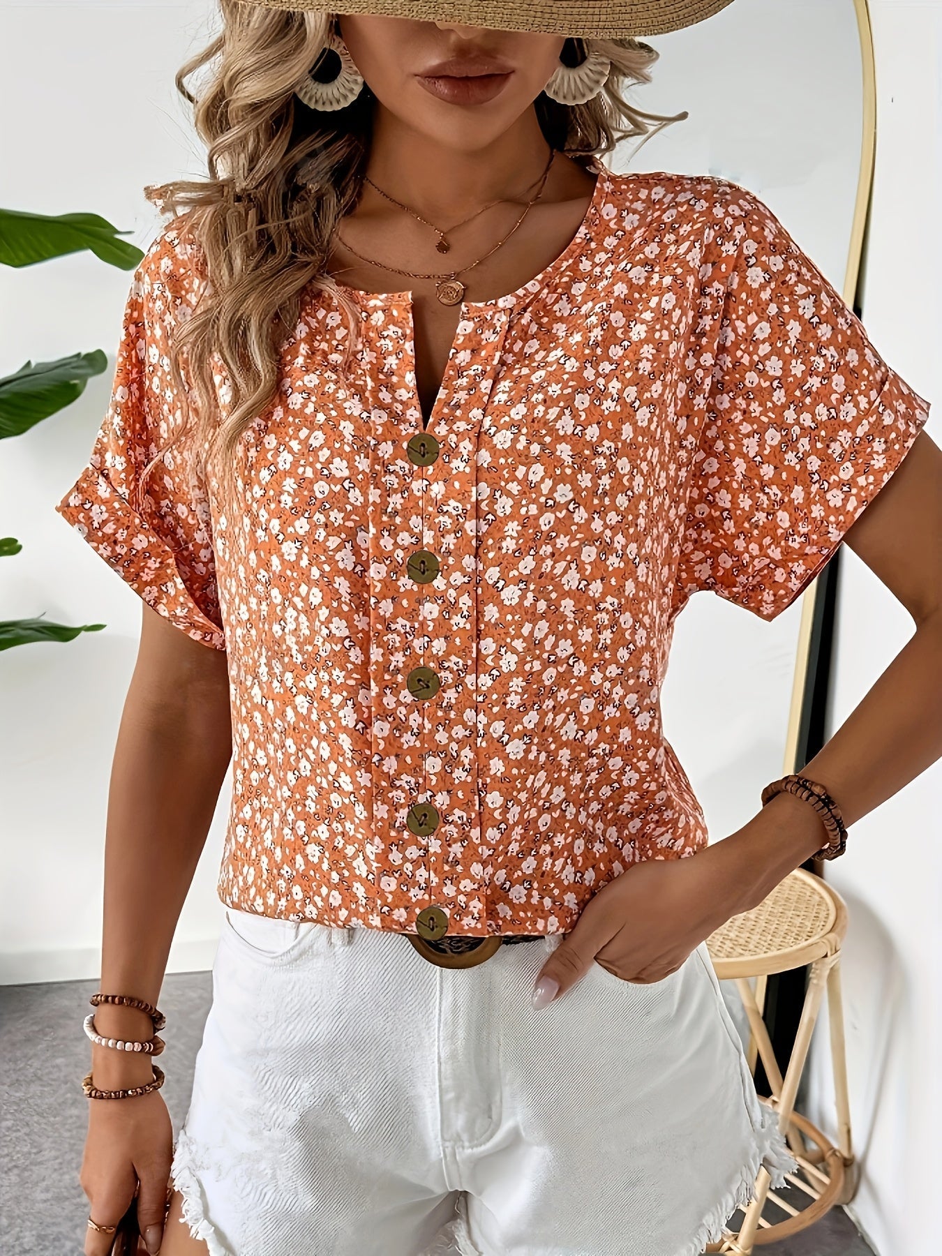 MAIKA | FLORAL BUTTON-UP BLOUSE