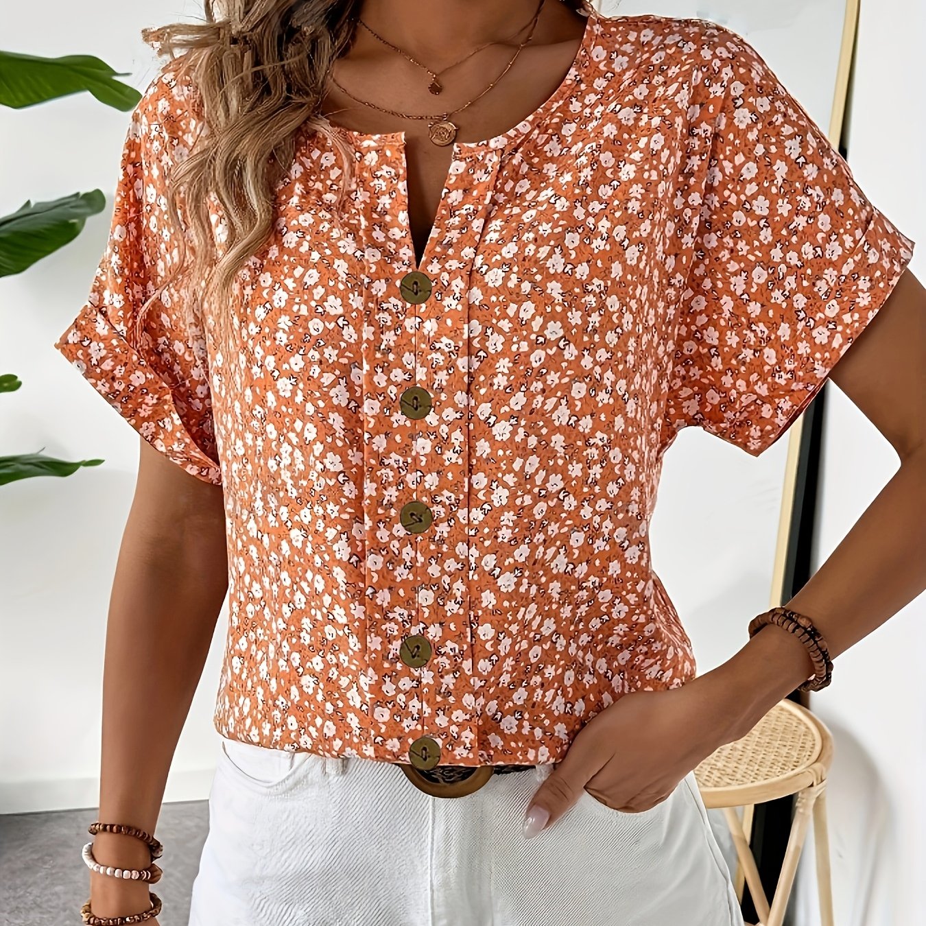 MAIKA | FLORAL BUTTON-UP BLOUSE